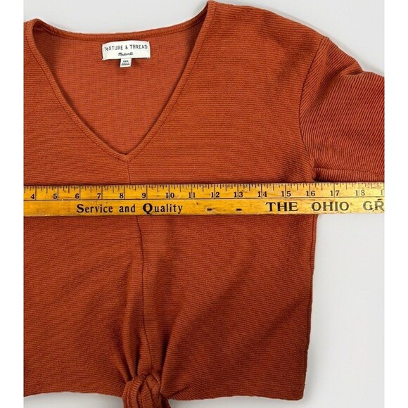Madewell  Texture  And Thread Cropped Tie Front Top Burnt Orange Womens Size XXS - Picture 4 of 7